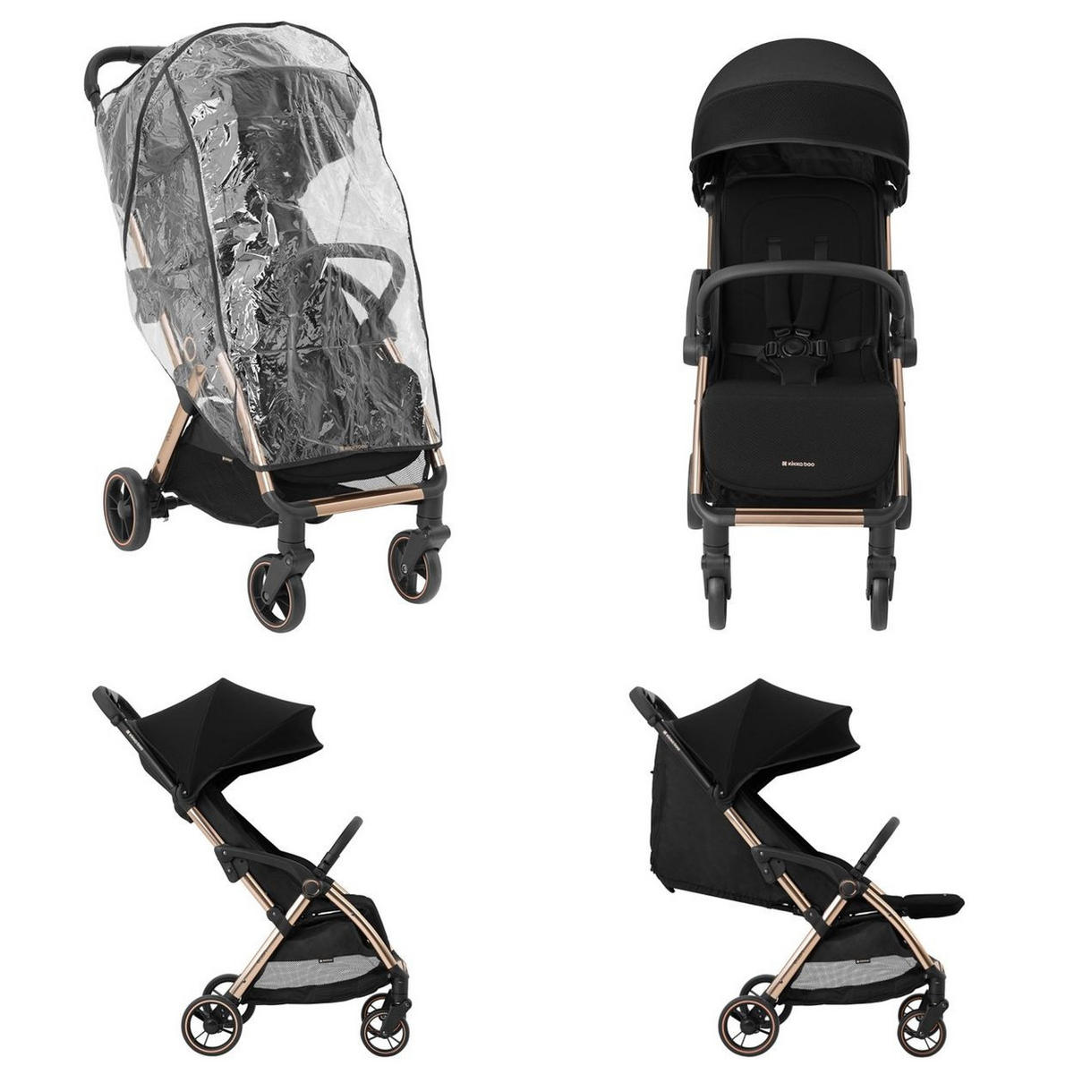 BUGGY Eden bis 22 kg schwarz Federung Regenschutz zusammenklappbar - Schwarz, Metall (62/47/100cm) - Kikka boo