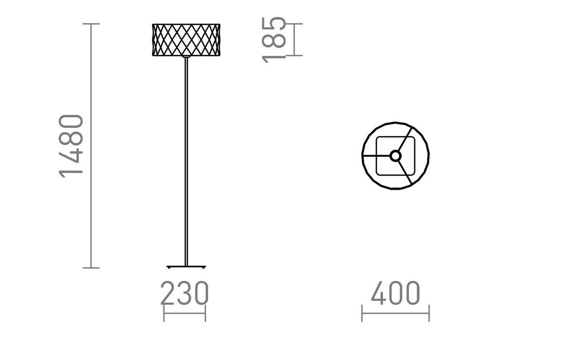 STEHLEUCHTE CORTINA/JAKARANDA Schwarz Textilien 15 W - Schwarz, Textil (40/40/148cm) - Rendl