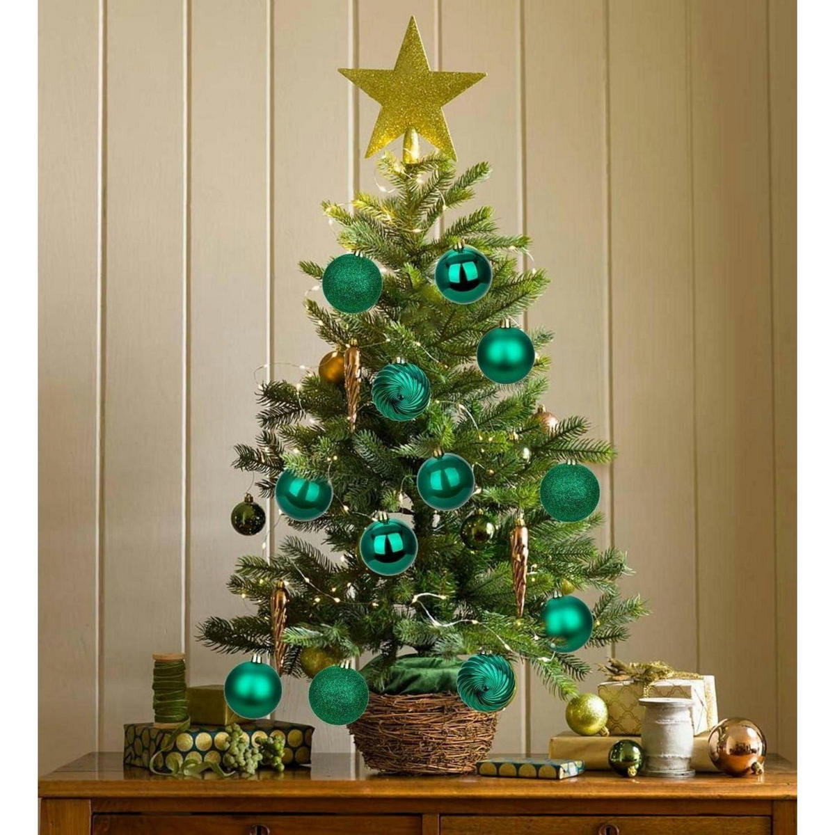 WEIHNACHTSKUGELN 25-teiliges Set 6 cm Dunkelgrün Bruchsicher Kunststoff - Grün, Kunststoff (6/6/6cm)