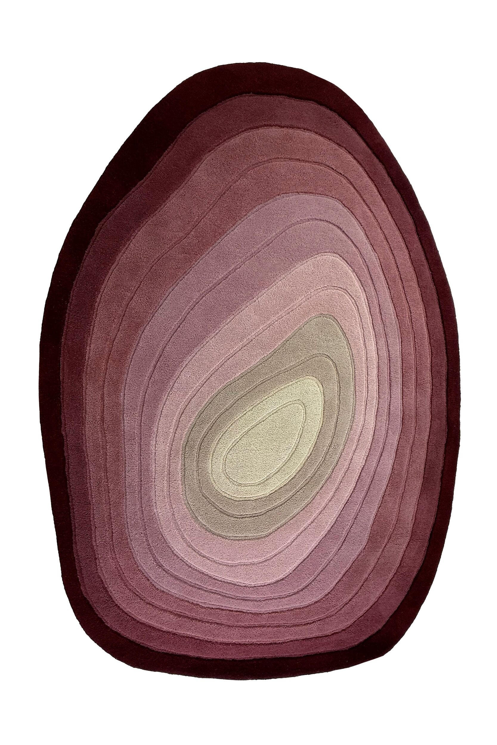 TEPPICH aus Wolle PARRET in Maulbeere, mit abstraktem Muster, Ø 160 cm - Rot, Textil (230/160cm) - KADIMA DESIGN