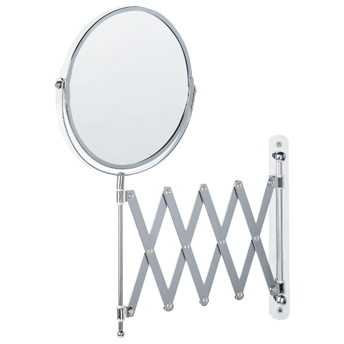 WANDSPIEGEL mit Ausziehfunktion 19 cm Silber Yvelines - Silberfarben, Metall (5/57/36cm) - Beliani