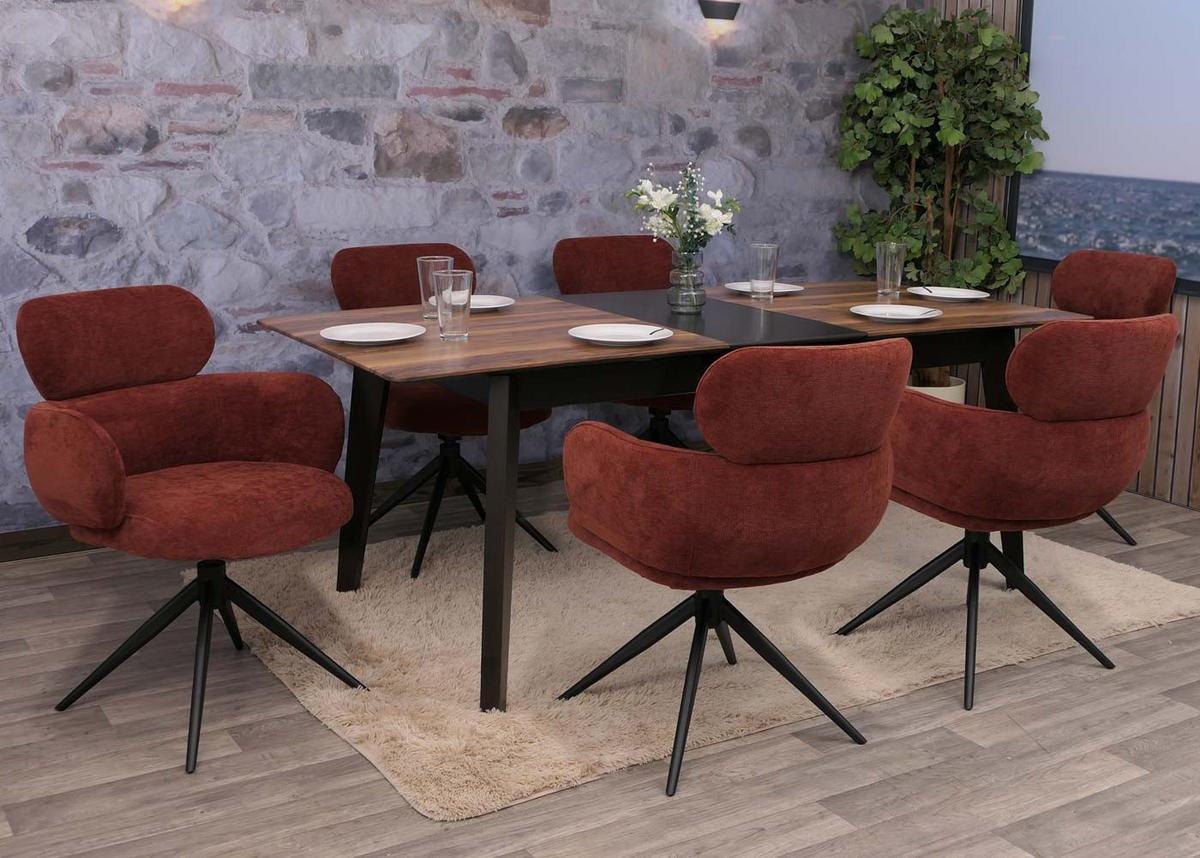 ESSZIMMERSTUHL Rotbraun 6er-Set - Rotbraun, Textil (61/86/69cm) - MCW