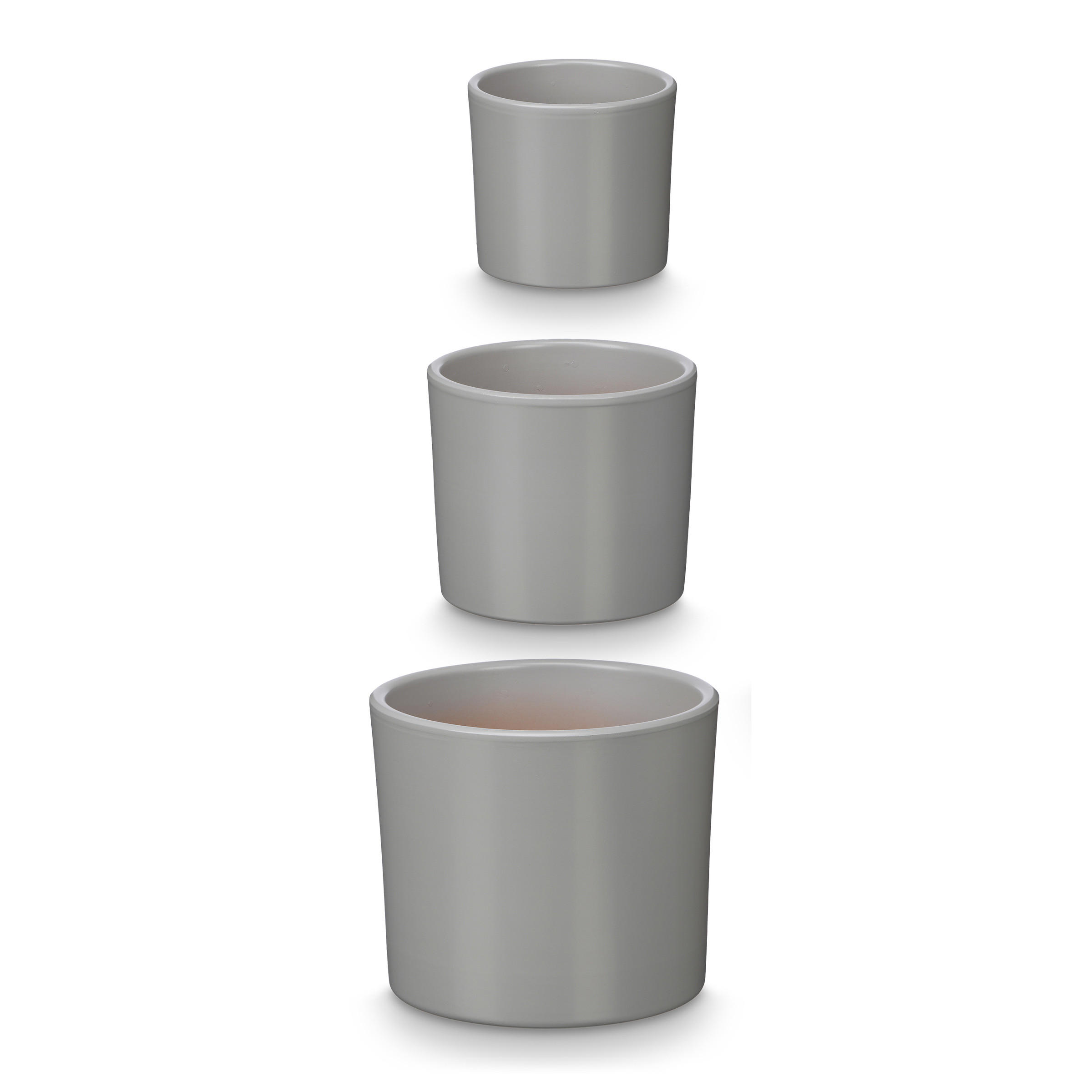 BLUMENTOPF Keramik 14/17/22 cm, 3er Set - Grau, Keramik (22/19/22cm) - Ibergarden