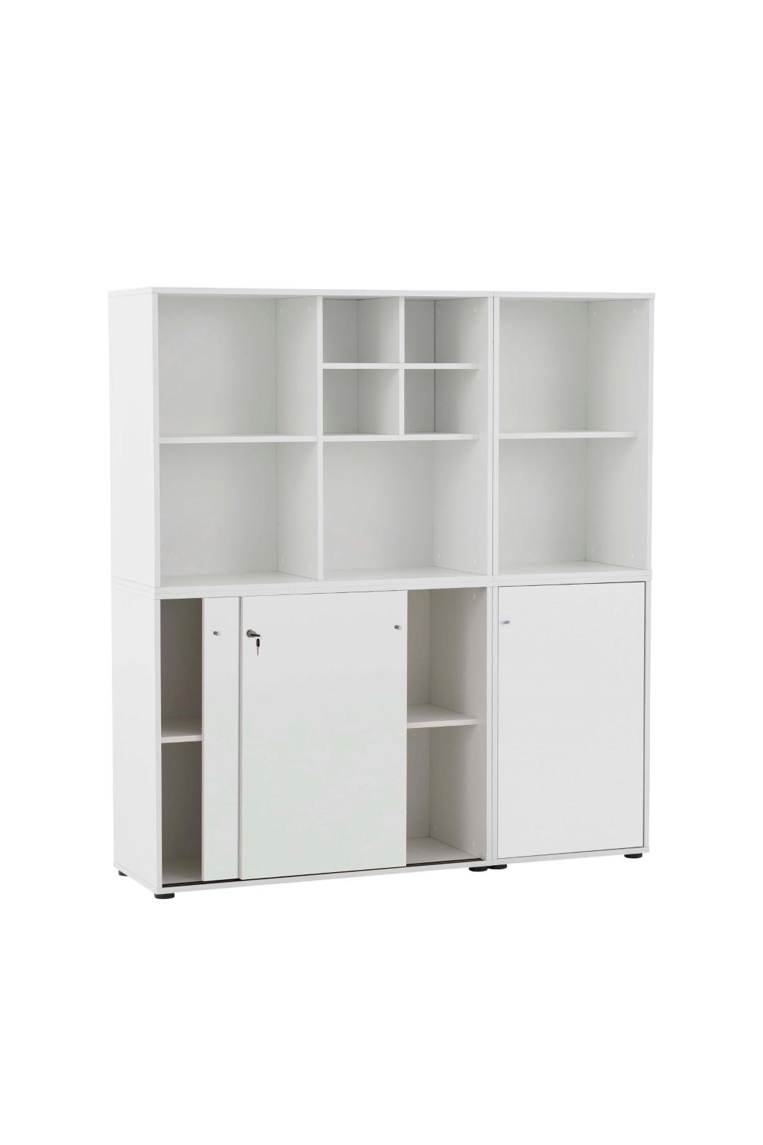 AKTENREGAL Pigeon 2er Set 2 AKTENSCHRANK & REGALKREUZ Breite 51-100 cm Weiß - Weiß, Holz (151/166/41cm) - PROREGAL