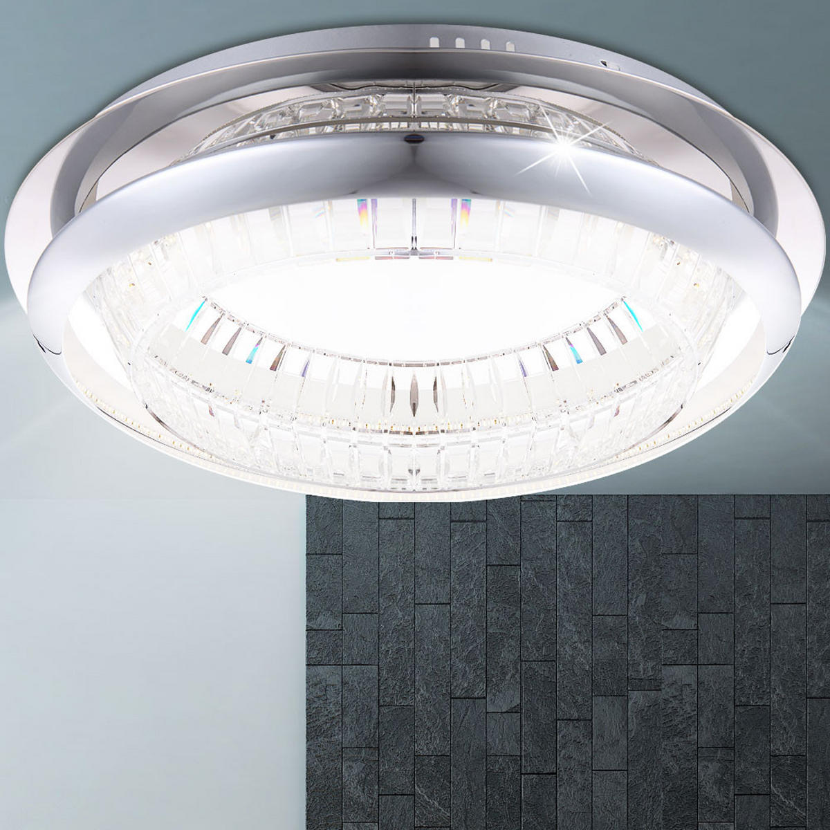 LED DECKENLEUCHTE EMPAL Silber Metall Glas - Silberfarben, Glas (65/65/11cm) - Globo Lighting