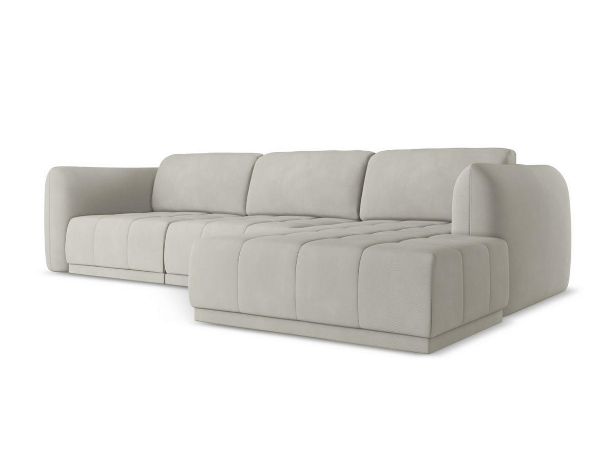 ECKSOFA Rechts Chenille Stoff Beige - Beige/Schwarz, Kunststoff/Textil (290/170cm) - Makamii