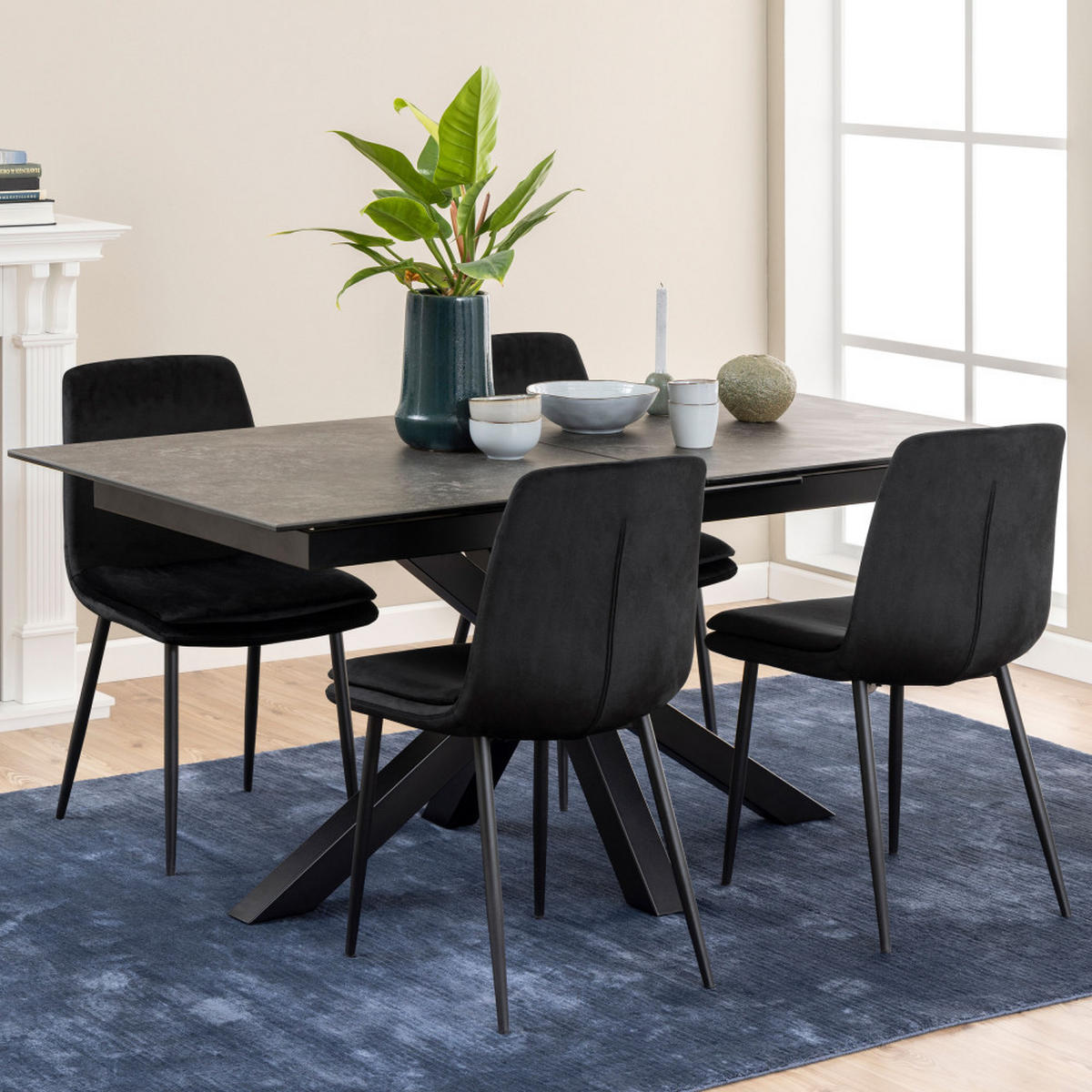 ESSTISCH - Keramik - Schwarz - Schwarz, Keramik (168/90/76cm) - Drawer