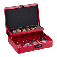 POKLADNIČKA na euro mince - červená, kov/plast (30.5/8.5/25cm) - Relaxdays