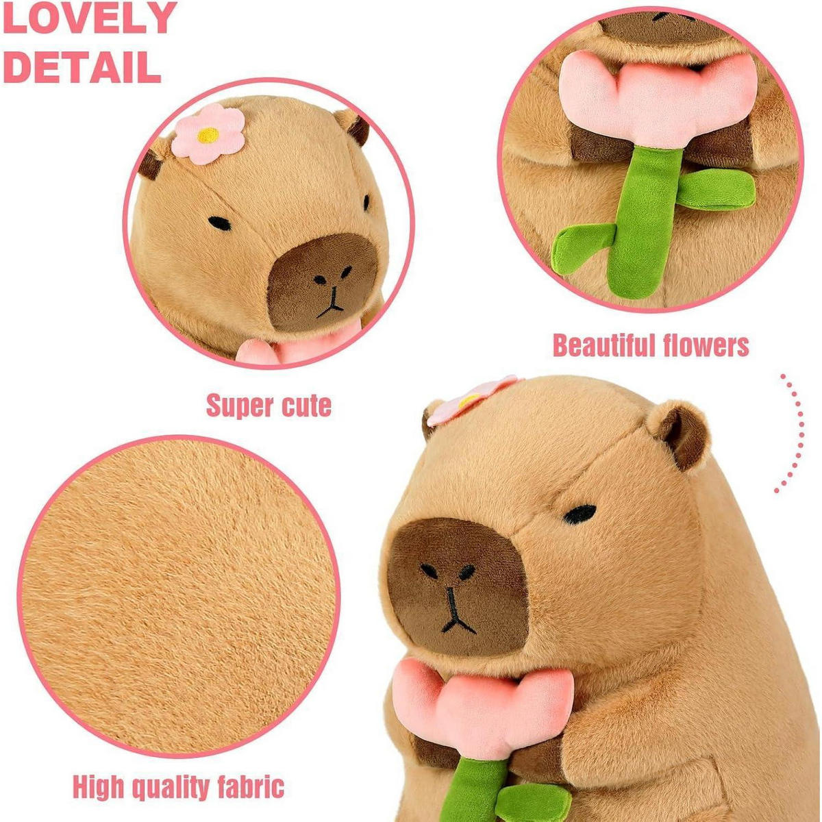 PLÜSCHTIER Capybara mit Blume 35 cm - Braun, Textil (31/35cm)