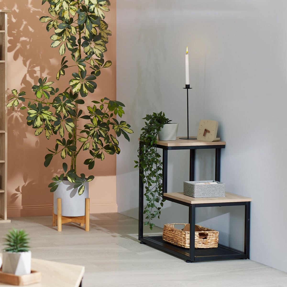 BEISTELLTISCH Halifax,60,5 x 35,5 x 60,5 cm,Industrial Holz hell, Eiche Sonoma - Naturfarben, Holz (60.5/35.5/60.5cm) - tectake