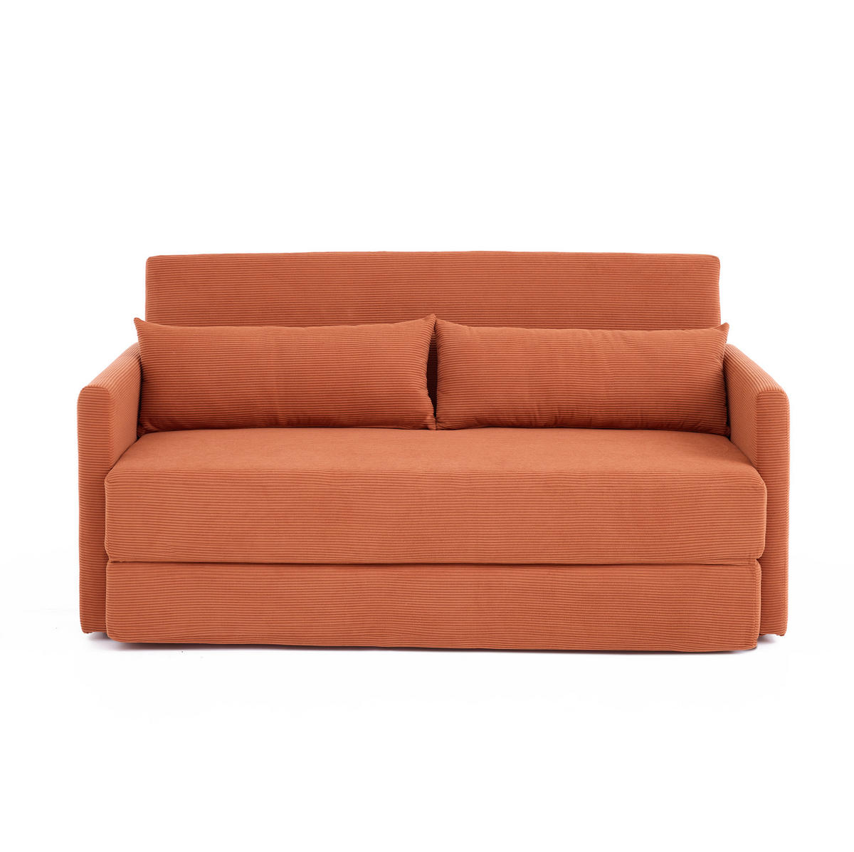 SOFABETT klappbar 165 x 92 cm Cord Orange 2-Sitzer - Orange, Metall (165/82/92cm) - Meubliv