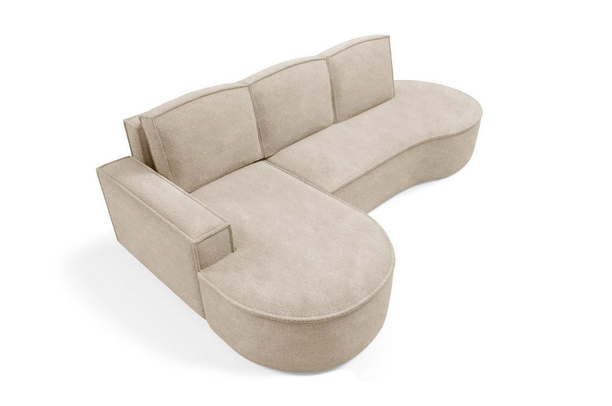 ECKSOFA Flow Beige, mit Schlaffunktion und Kissen in Abriamo Stoff, linke seite - Beige, Holzwerkstoff/Textil (277/157cm) - Bettso