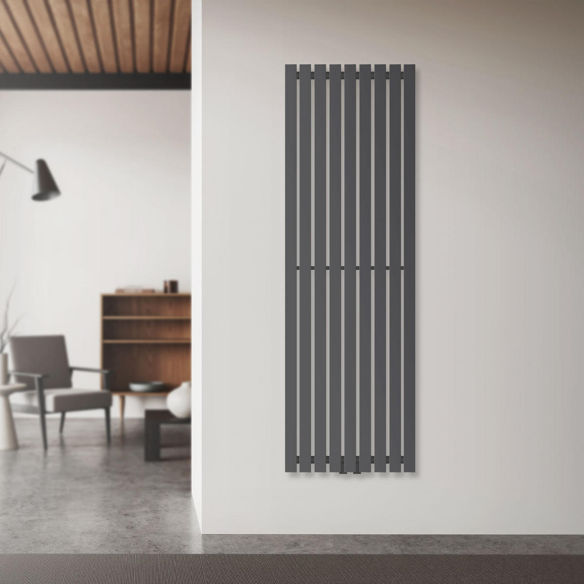 BADHEIZKÖRPER Stella 480x1400 mm Anthrazit mit Mittelanschluss - Anthrazit, Metall (48/140/5cm) - LuxeBath