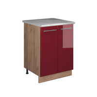 SPODNÁ SKRINKA POD DREZ Fame-Line, Bordeaux vysoký lesk/Dub Goldkraft, 60 cm - dub medový/bordová, kompozitné drevo (60/82/60cm) - Vicco