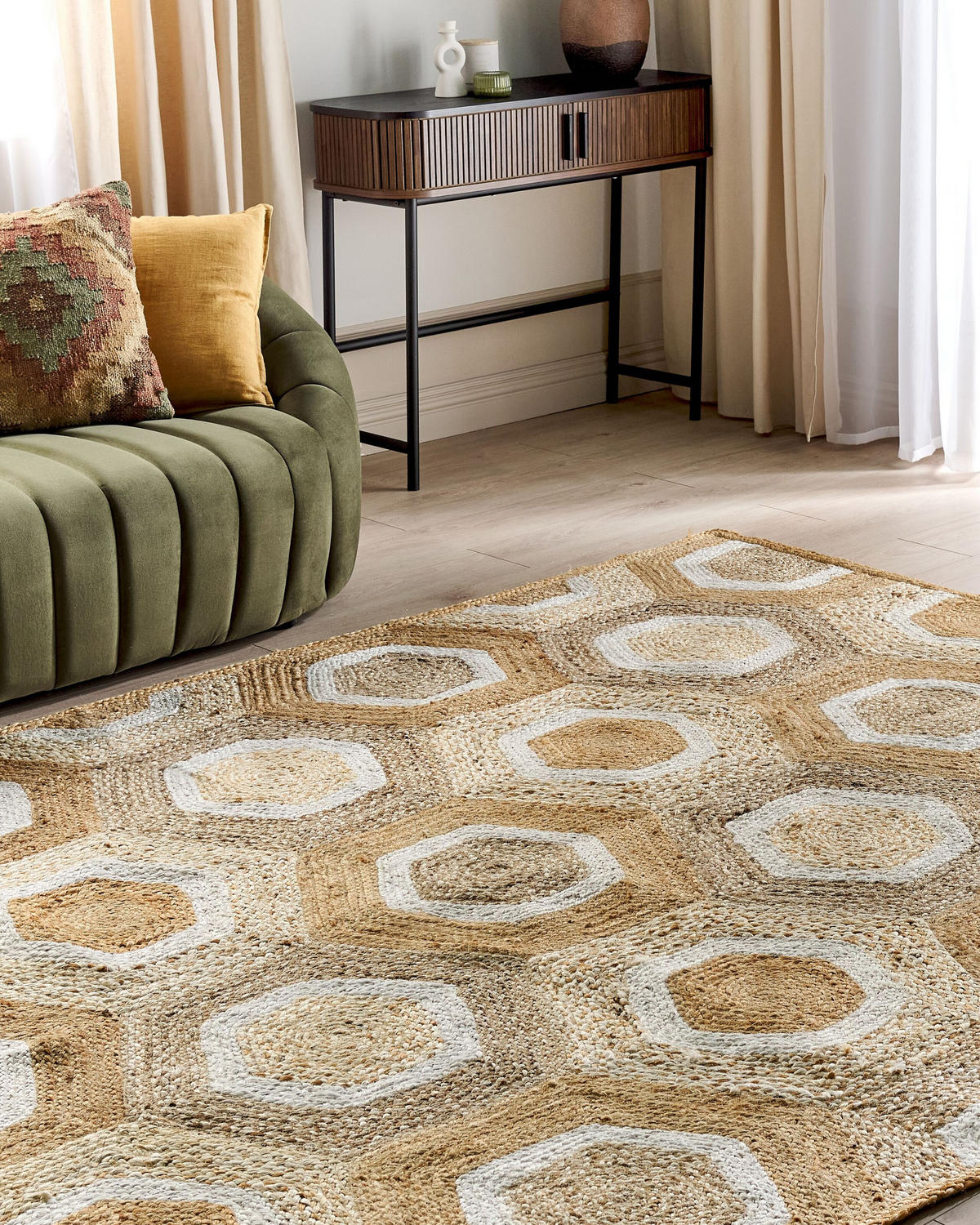 KURZFLOR-TEPPICH Beige 200/300 cm Basoren - Beige/Weiß, Naturmaterialen (200/300cm) - Beliani