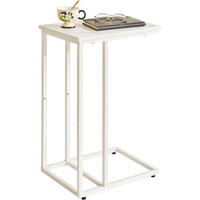 BEISTELLTISCH C-Form Marmoroptik Weiß Metall - Weiß, Metall (40/30/63cm)