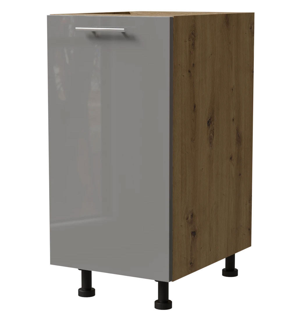 KÜCHENUNTERSCHRANK Essen D1D/40 Grau Hochglanz / Eiche Artisan Matt 40 / 50 / 82cm - Eiche Artisan/Grau, Holz/Holzwerkstoff (40/82/50cm) - Feldmann-Wohnen