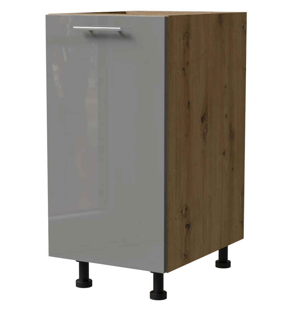 KÜCHENUNTERSCHRANK Essen D1D/40 Grau Hochglanz / Eiche Artisan Matt 40 / 50 / 82cm - Eiche Artisan/Grau, Holz/Holzwerkstoff (40/82/50cm) - Feldmann-Wohnen