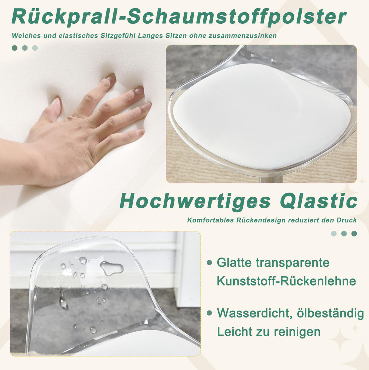 BARHOCKER 2er-Set 82–104 cm Weiß/Silberfarben mit Drehfunktion - Weiß, Metall (40.5/99/40.5cm) - MIVRAY