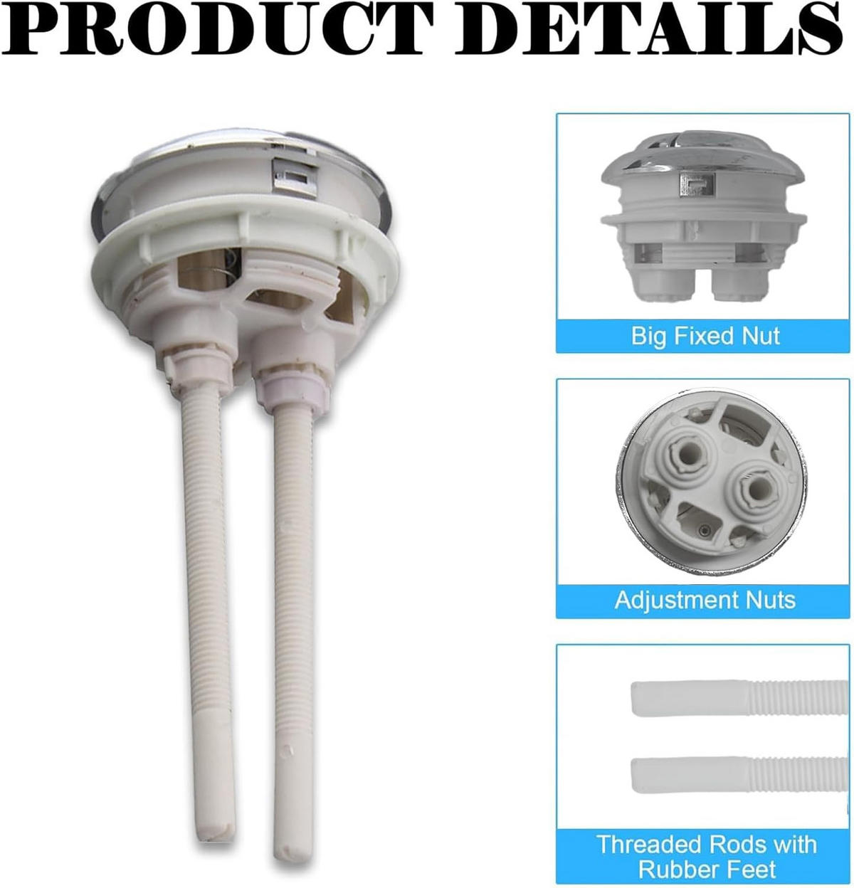 WC-SPÜLTASTE, Doppelhebel, silber, 4.8 cm Durchmesser,2er-Pack - Silberfarben, Kunststoff (5/7/11cm)