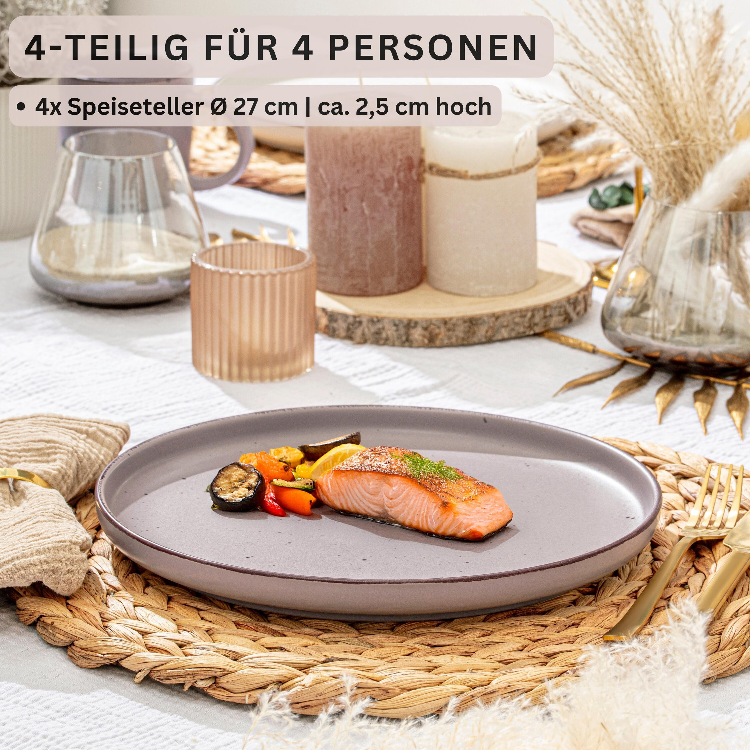 SPEISETELLER BOMBAY BASALT - 4 teilig aus Steingut - Lila, Stein (27cm) - Sänger