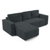ECKSOFA L Form Aydin Grau 258/169/85 cm Cord Universal mit Schlaffunktion - Schwarz/Grau, Kunststoff/Textil (258/169cm) - AX Living