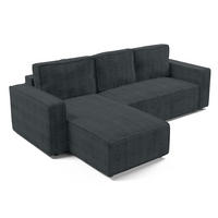 ECKSOFA L Form Aydin Grau 258/169/85 cm Cord Universal mit Schlaffunktion - Schwarz/Grau, Kunststoff/Textil (258/169cm) - AX Living