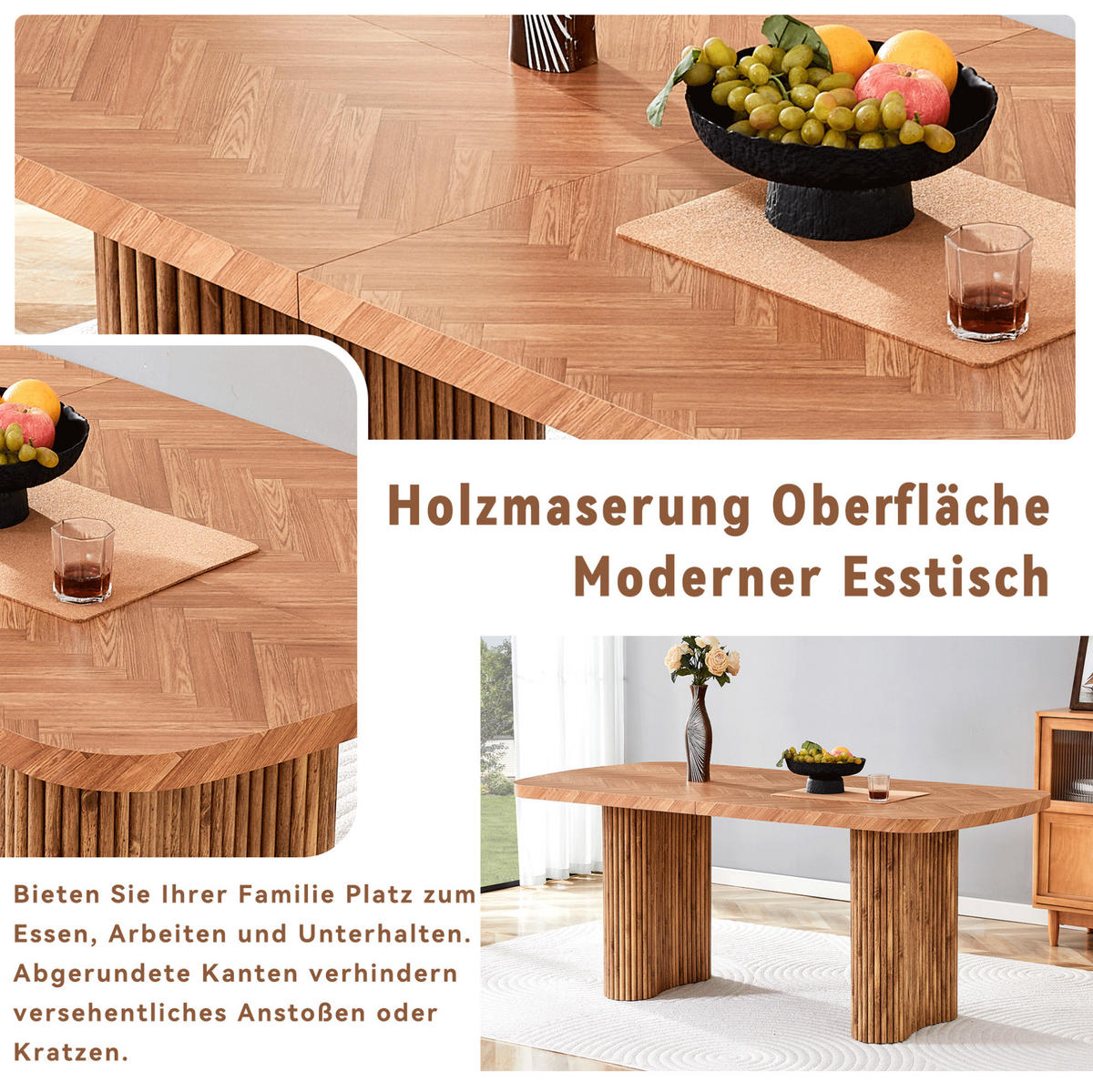 JEDÁLENSKÝ stôl 180/90 cm z MDF v orechovom dekore, moderný minimalistický - hnedá, kompozitné drevo (180/90/76cm) - BEAOK