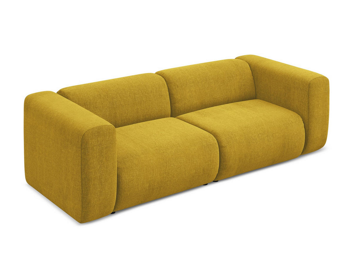3-SITZER SOFA Chenille Stoff Gelb - Currygelb/Gelb, Kunststoff/Textil (228/70/89cm) - Makamii