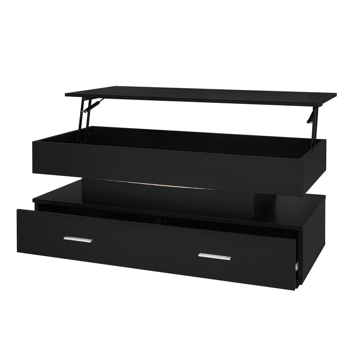 COUCHTISCH 100/50/44 cm mit LED-Beleuchtung und höhenverstellbarer Tischplatte - Weiß, Holzwerkstoff (100/50/44cm) - Flora Grace