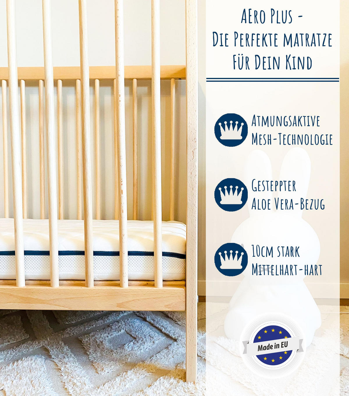 KINDERMATRATZE 70x140 cm 10cm hoch - Weiß, Naturmaterialien (70/140cm) - Kids Collective