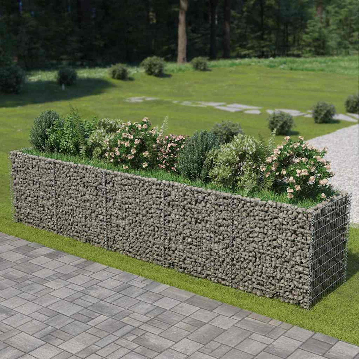 GABIONEN-HOCHBEET Verzinkter Stahl 450×90×100 cm - Silberfarben, Metall (450/100/90cm) - furnicato