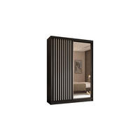 KLEIDERSCHRANK mit Spiegel-Schiebetüren und Aluminium-Leisten - LAMELO - 150 cm Schwarz+Schwarz+Weiß - Schwarz/Weiß, Holzwerkstoff (150/216/61cm) - ALTDECOR