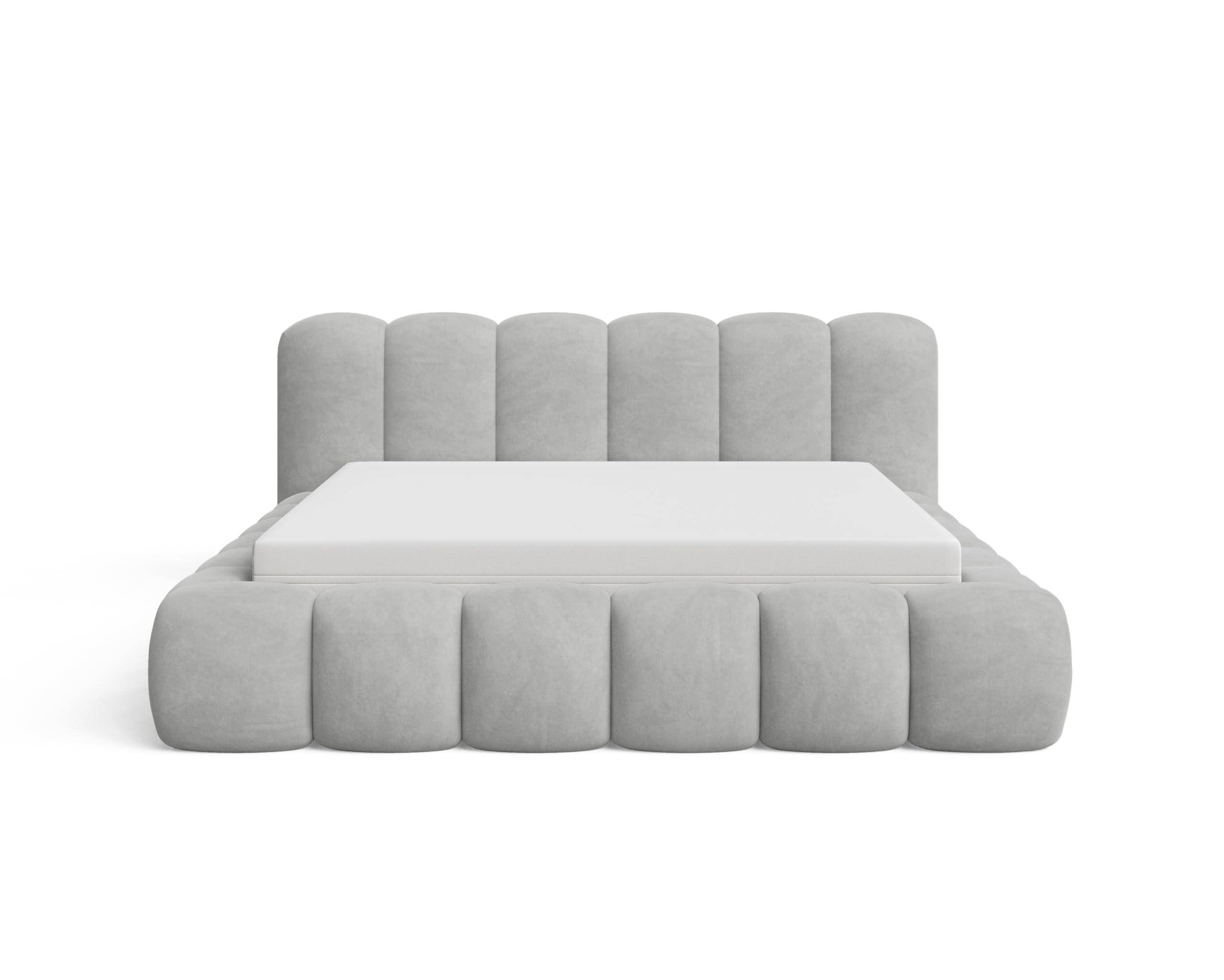 POLSTERBETT 160x200 mit Bettkasten, Lattenrost und Kopfteil, Velluto-Samt Stoffbezug Grau - Grau, Holz (160/200cm) - Chilly