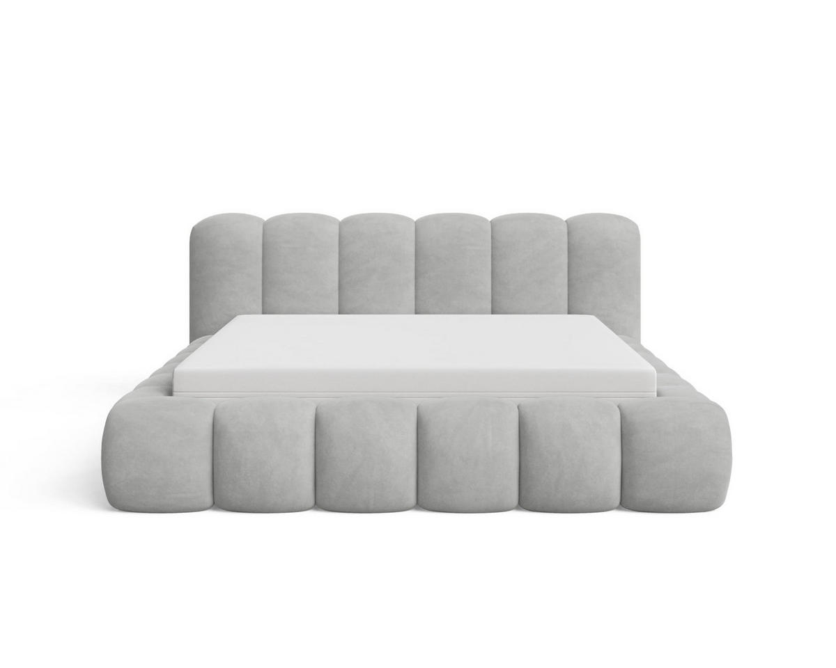 POLSTERBETT 160x200 mit Bettkasten, Lattenrost und Kopfteil, Velluto-Samt Stoffbezug Grau - Grau, Holz (160/200cm) - Chilly