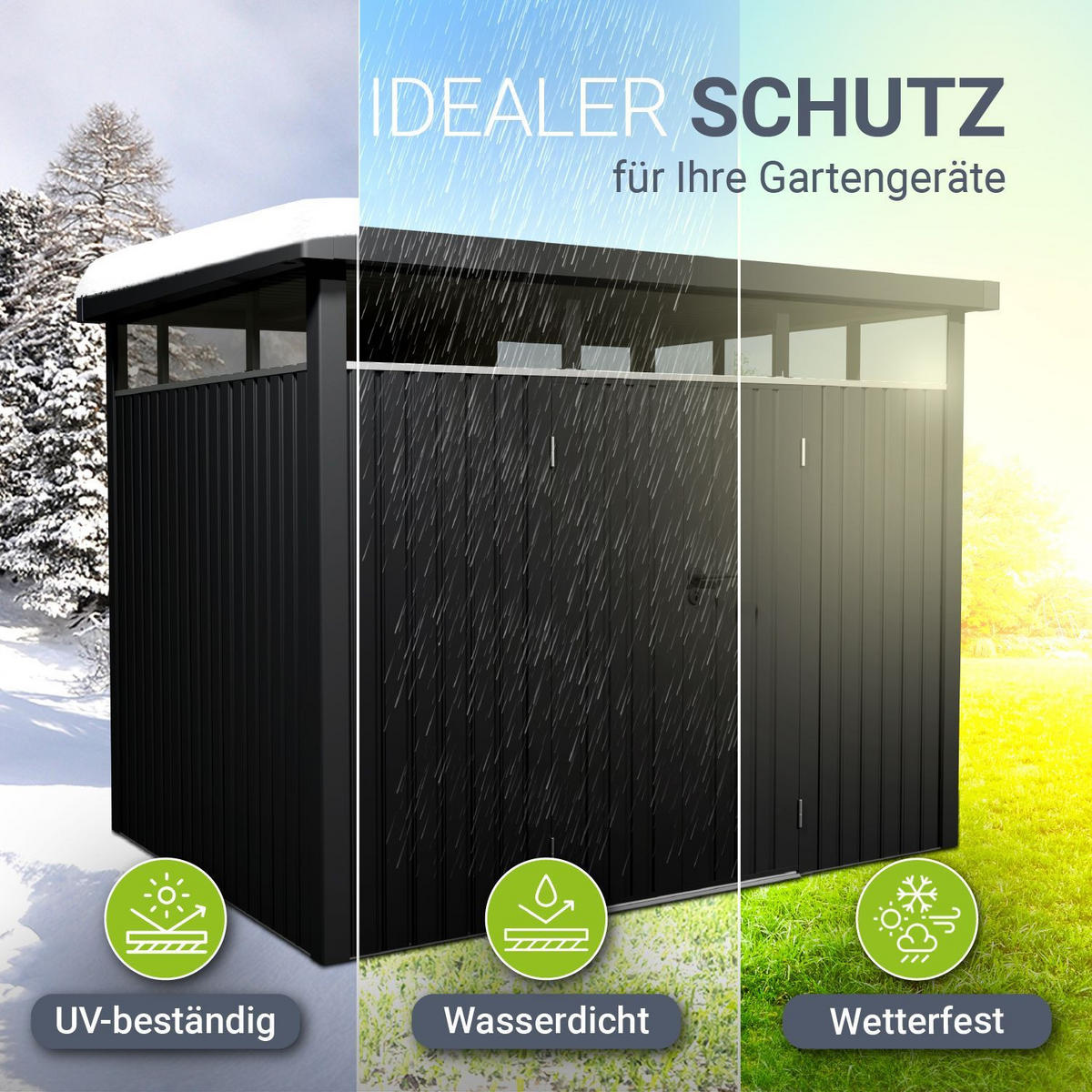 GERÄTEHAUS Luzern Anthrazit - Anthrazit, Metall (294/200/254cm) - Juskys