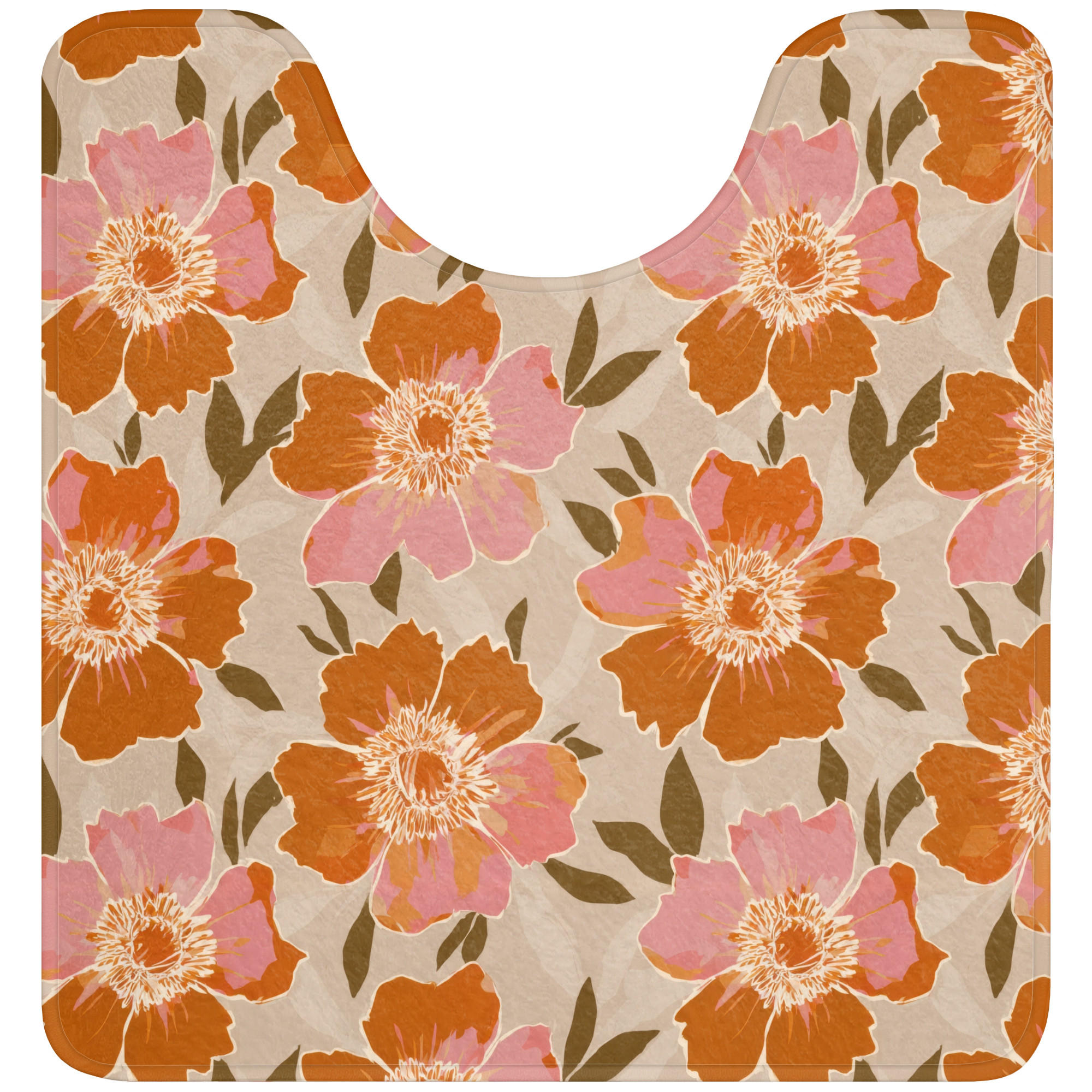 WC-VORLEGER Blumen - Motiv - Retro Toilettenvorleger 55x60 cm - Multicolor, Kunststoff/Textil (55/1cm) - OnlyWow