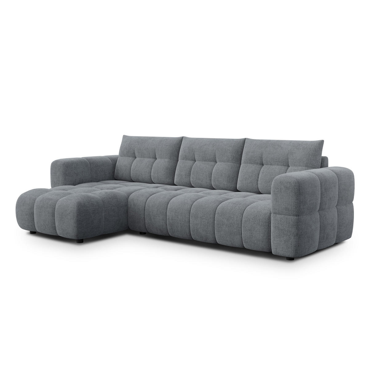 ECKSOFA CLOUDI 4-Sitzer links, dunkelgrau - Dunkelgrau/Schwarz, Holz/Textil (294/160cm) - Courtois Laville