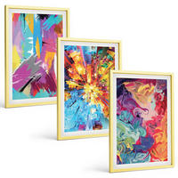 BILDER SET 3er Set - 40x60 cm Goldrahmen - Bunte abstrakte Farbmuster - Goldfarben, Kunststoff (40/60cm) - TULUP