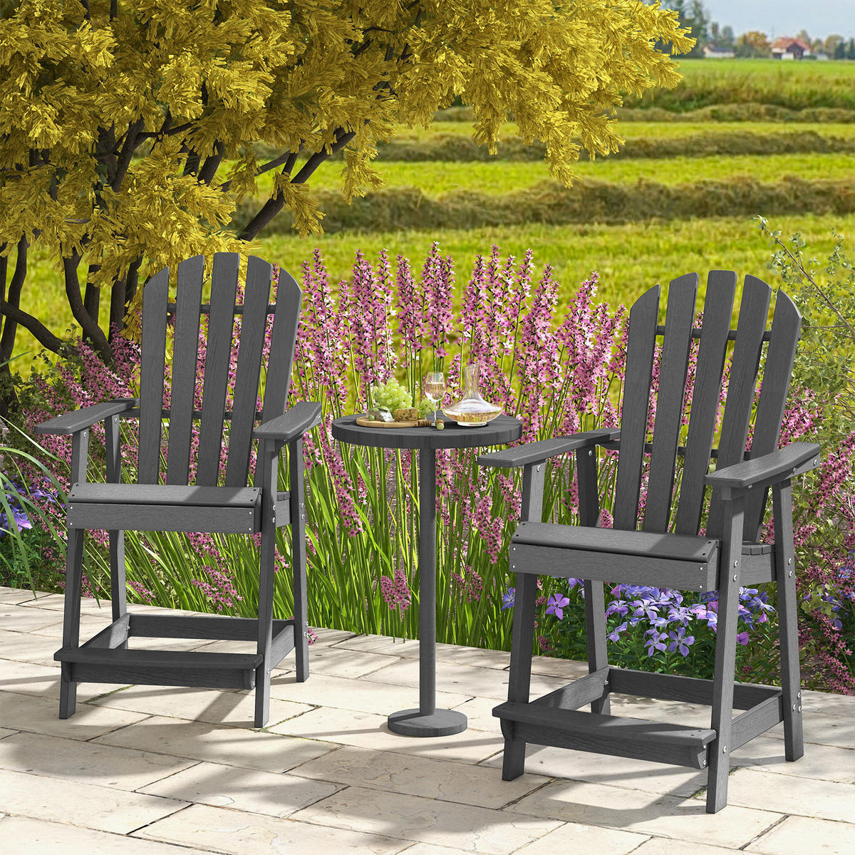 STUHL Hoher Adirondack Grau - Grau, Kunststoff (85/119/70cm) - COSTWAY