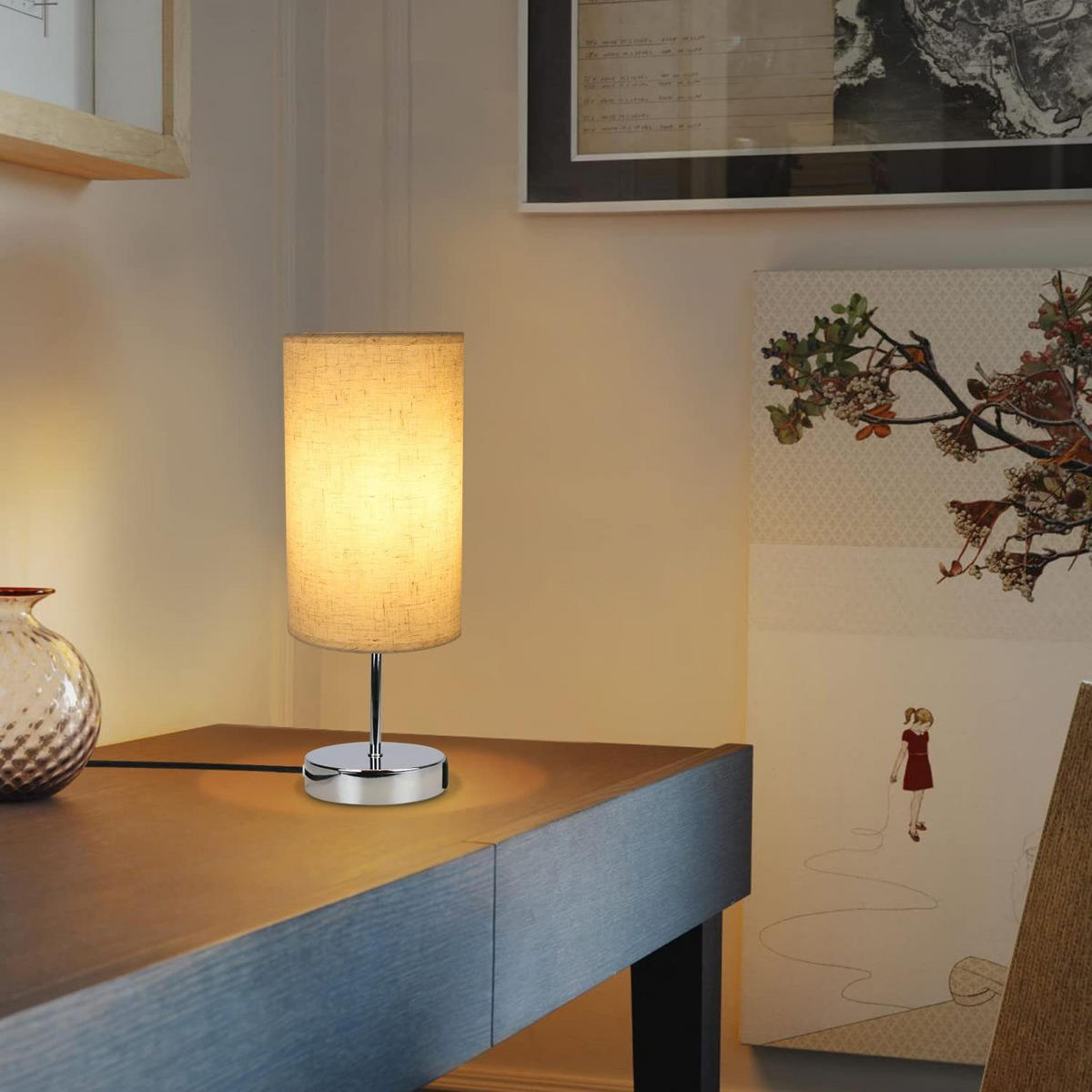 TISCHLAMPE Elowen 14/12/24 cm - Silberfarben, Metall (14/12/24cm) - ZMH