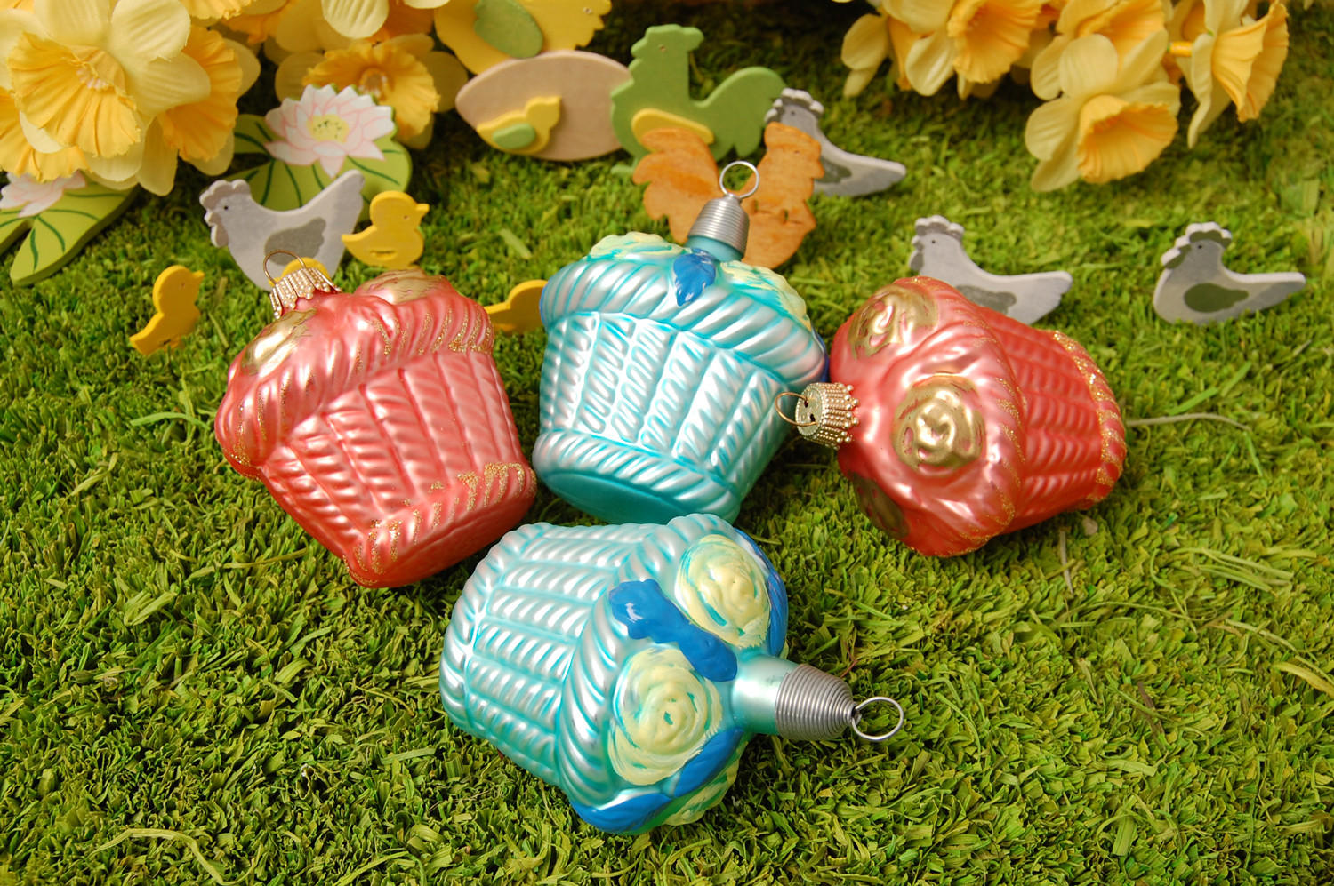 OSTERSET Osterkörbe Hilde Mehrfarbig 5cm (Glas / 4 Stk.) - Multicolor, Glas (3/5/4cm)