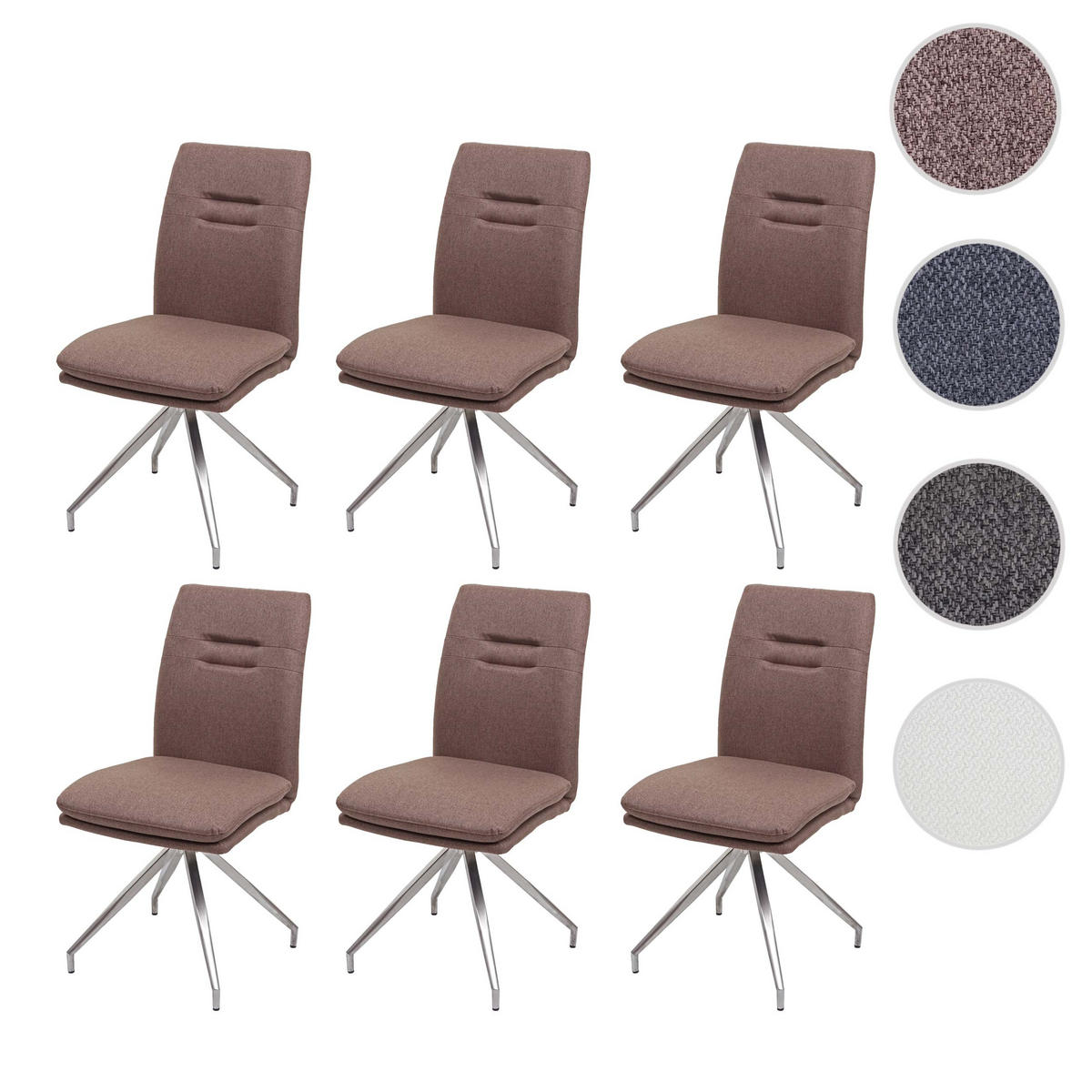 ESSZIMMERSTUHL 6er-Set 90x47x60cm Sitzhöhe 49cm Stoff/Textil Edelstahl gebürstet Dunkelgrau - Dunkelgrau, Textil (47/90/60cm) - CHEFGASTRO