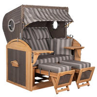 STRANDKORB XL Schillig Bullauge - Braun/Grau, Metall (142/170/95cm) - Mr. Deko