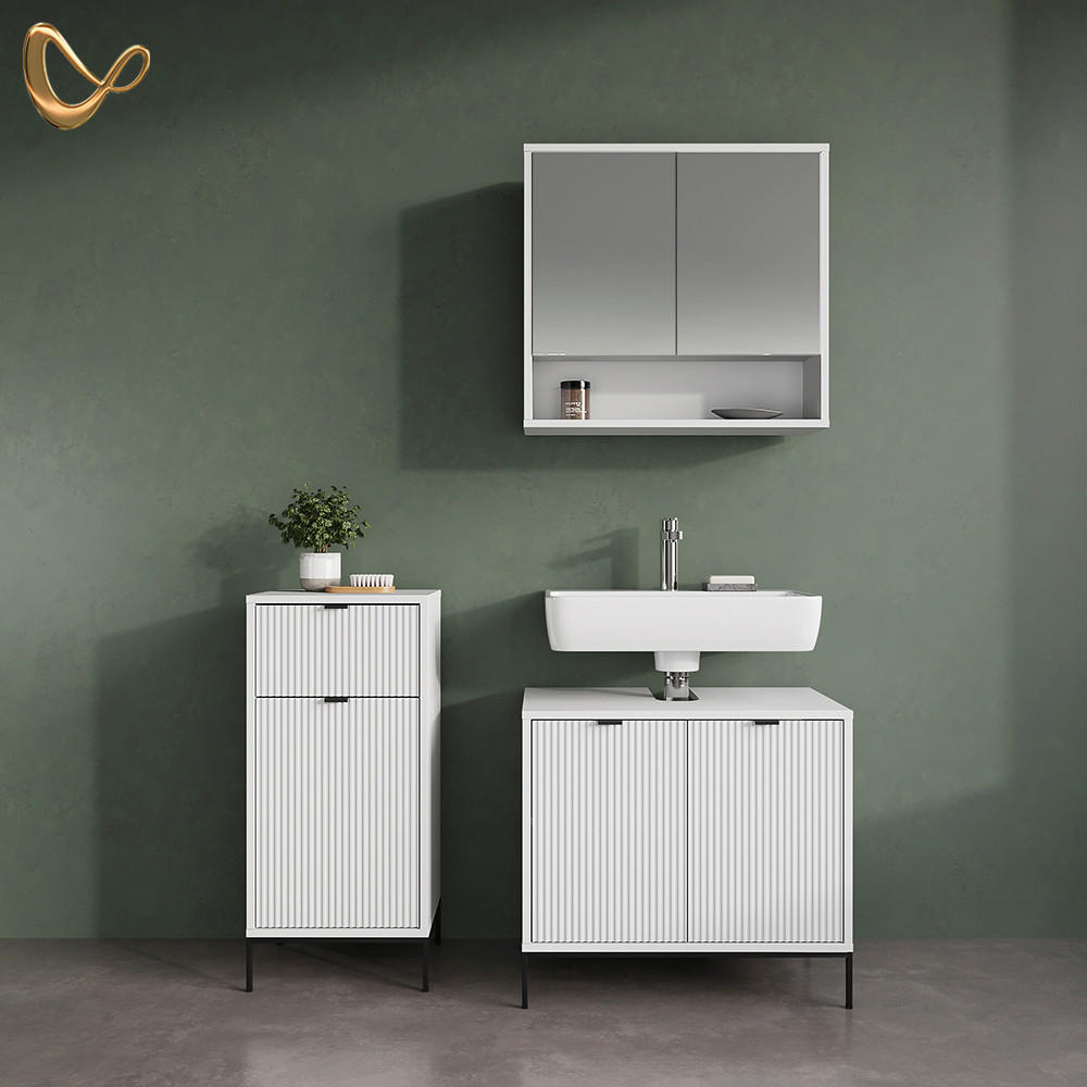 BADMÖBEL-SET ATERNO Weiß 3 Teile - Weiß, Holzwerkstoff (70/63/45cm) - Livinity®