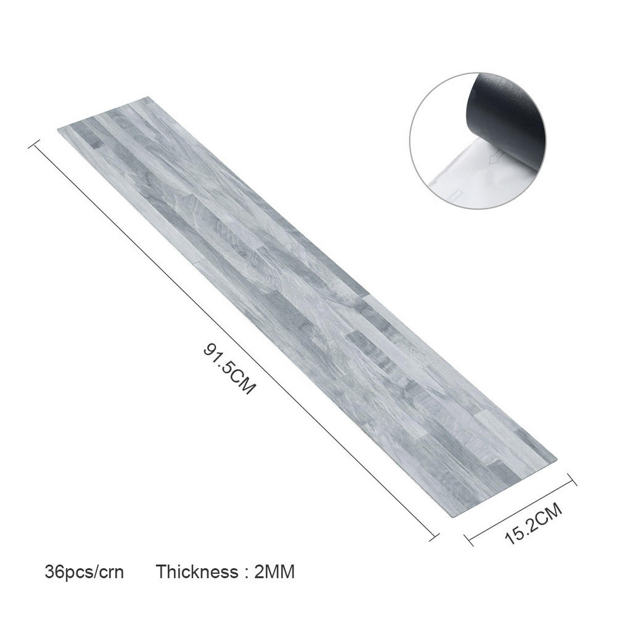 VINYLBODEN 5m²/36-TLG. selbstklebend PVC - Hellgrau, Kunststoff (0.2/91.5/15.2cm) - Livingandhome