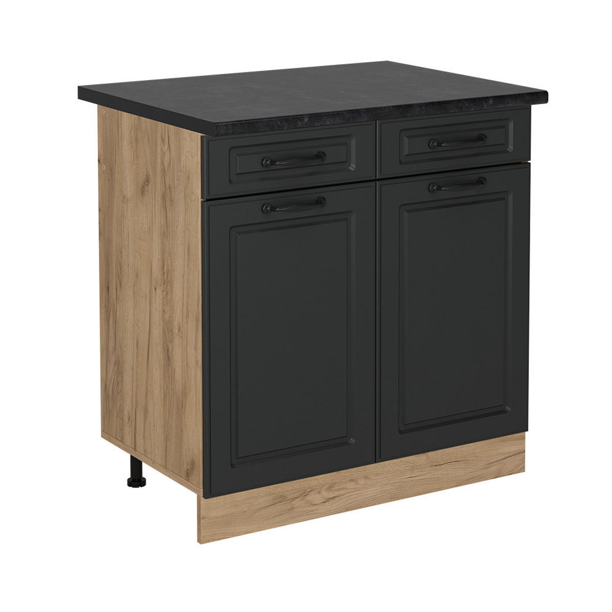 KÜCHENUNTERSCHRANK R-Line Anthrazit Landhaus 80 cm , AP Anthrazit - Honigeiche/Anthrazit, Holzwerkstoff (80/81.6/60cm) - Vicco