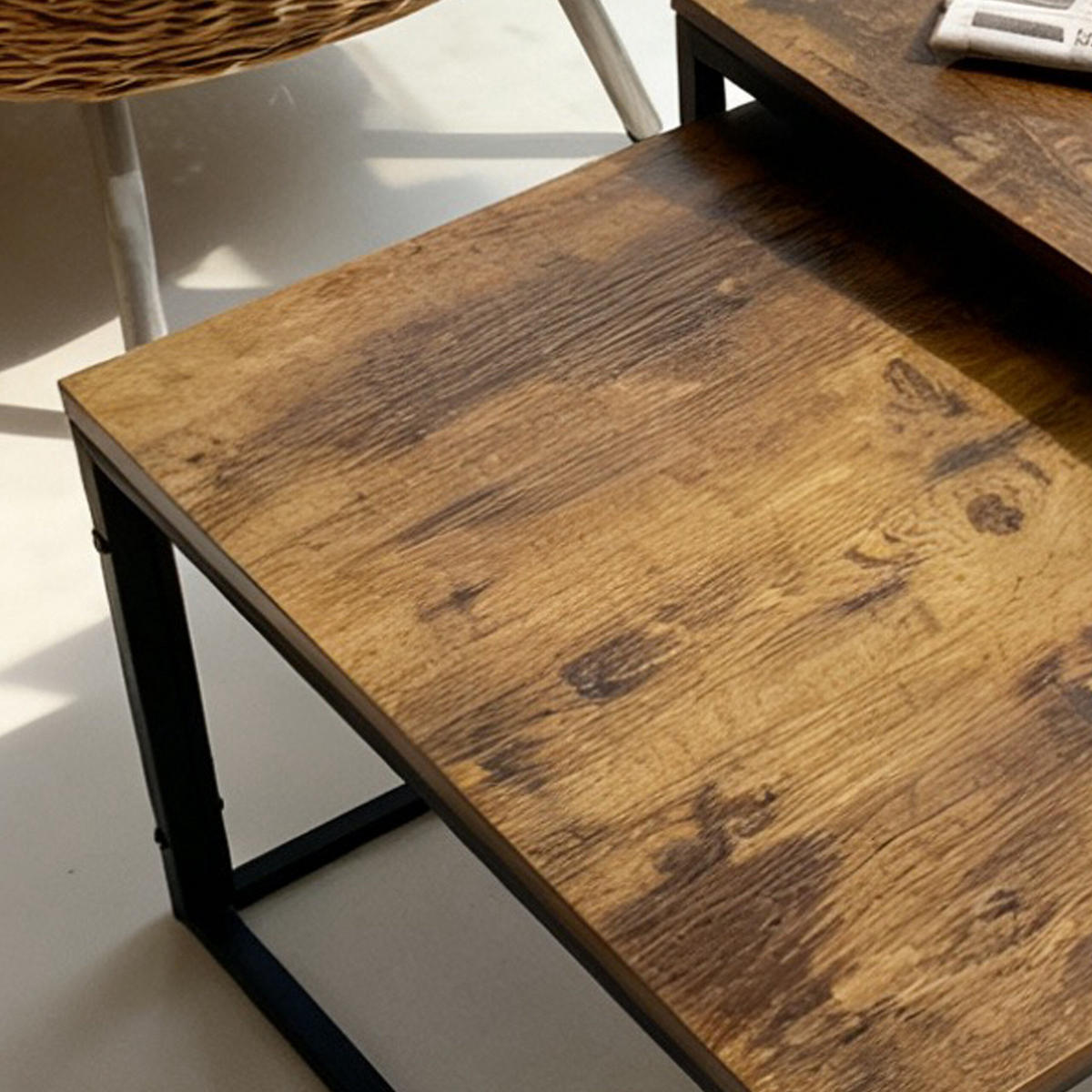 2-TLG.SATZTISCH-SET - Multicolor, Holzwerkstoff/Kunststoff (75/75/42cm) - Relaxdays