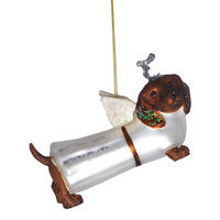 BAUMANHÄNGER Hang On Dackel-Engel 13c - Weiß/Braun, Glas (5/7/5cm) - Butlers