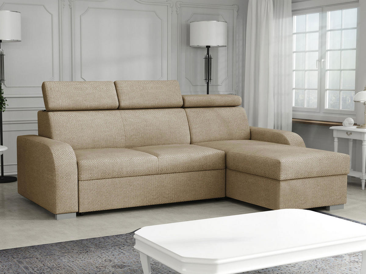 ECKSOFA Oslo 2rLC - Beige/Silberfarben, Holz/Textil (235/170cm) - MIRJAN24